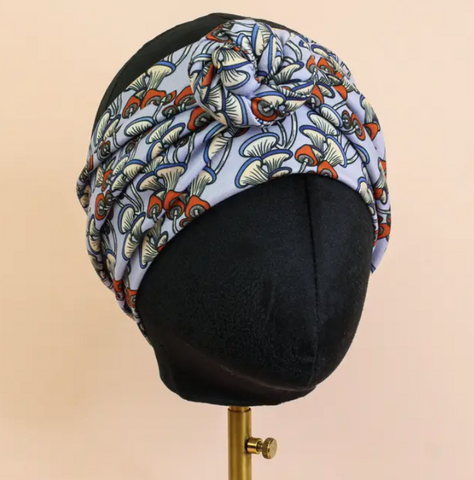 Shrooms of Blue Wrap and Tuck Style Head Band