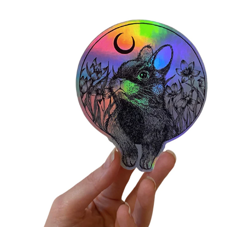 Rabbit and Moon Holographic Sticker