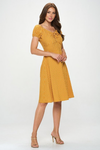 Mustard Yellow Polka Dot Day Dress