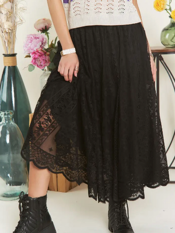 Black Lace Midi Skirt