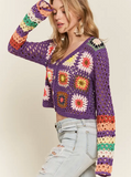 Purple Crochet Cardigan