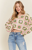 Beige Crochet Cropped Sweater