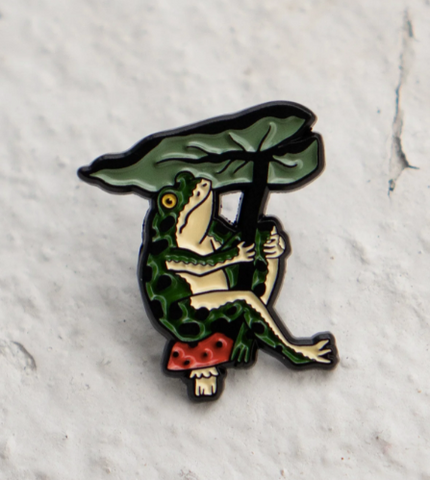 Leaf Umbrella Frog Pin