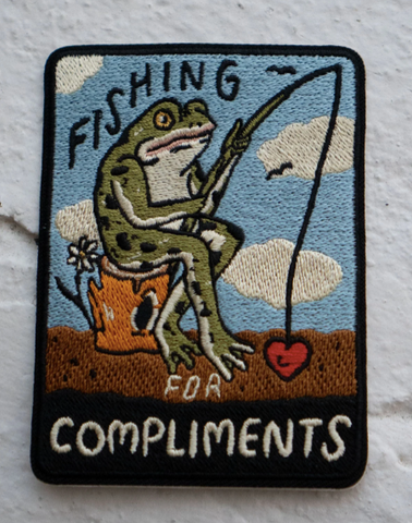 Fishing For Compliments Embroidered Sticky Patch