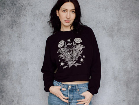 Moth and Eye Shrine Cropped Crewneck