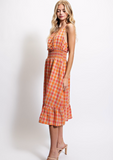 Orange Plaid Midi Dress