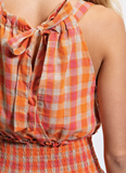 Orange Plaid Midi Dress