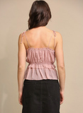 Solid Yoryu Chiffon and ladder lace Insert Cami Top