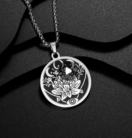 Lotus Moon Stainless Steel Necklace