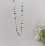 Delicate Green Crystal Beaded  Clavicle Length Necklace