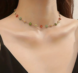 Dainty Daisy Chain Chocker Necklace - Assorted Colours