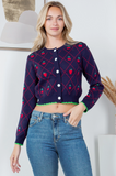 Retro Strawberry Print Cardigan