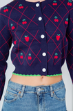 Retro Strawberry Print Cardigan