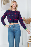 Retro Strawberry Print Cardigan