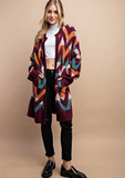 Burgundy Chevron Cardigan