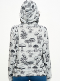 Black and Grey Mushroom Print Hoodie