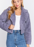 Lavender Faux Fur Cropped Jacket