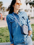 Crossbody Mini Brick Bag - Slate Blue Corduroy