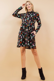 Garden of Mushrooms Print Cowl Neck Sweater Dress