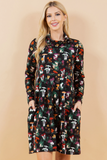 Garden of Mushrooms Print Cowl Neck Sweater Dress