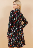 Garden of Mushrooms Print Cowl Neck Sweater Dress