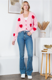 Retro Heart V-Neck Cropped Cardigan