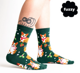 Merry Corgmas (Fuzzy) Crew Socks