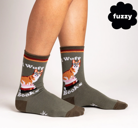 I Wuff Books (Fuzzy) Crew Socks