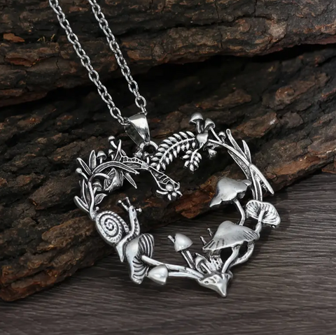 Mushroom Heart Pendent Necklace