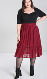 Rhea Burgundy Lace Midi Skirt