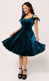 Teal Velvet Swing Dress