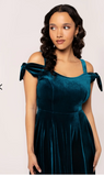 Teal Velvet Swing Dress