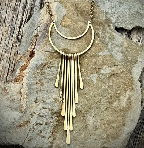 Crescent Moon with Tassels Necklace