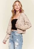 Oatmeal Heart & Floral Knit Cardigan