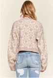 Oatmeal Heart & Floral Knit Cardigan