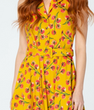 "Jani" Collared Button Down Swing Dress in Fruit on the Vine Print