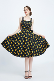 "Lana" Swing Dress in Mandarin Orange Print