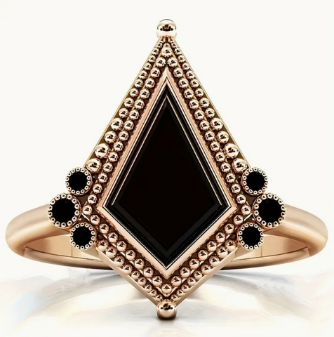 Vintage Synthetic Onyx Statement Ring