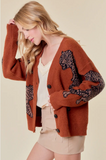 Loose Fitting Tiger Design Cardigan