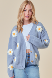 Loose Fitting Daisy Detail Cardigan - Assorted Colours