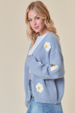 Loose Fitting Daisy Detail Cardigan - Assorted Colours