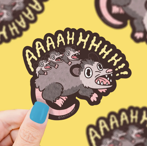 Screaming Crazy Opossum Vinyl Sticker