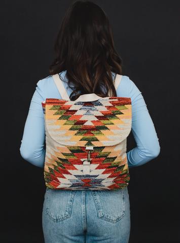 Tan & Multi Coloured Aztec Backpack