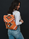 Orange, white, red, black & green Aztec backpack