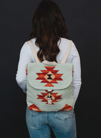 Mint, Tan, Brown & Orange Aztec Backpack