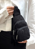 Corduroy Double Pocket Crossbody Sling Bag