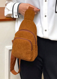 Corduroy Double Pocket Crossbody Sling Bag