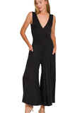 3/4 Wide Leg Jersey Jumpsuit