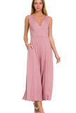 3/4 Wide Leg Jersey Jumpsuit