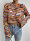 Multicolour Cropped Crochet Sweater